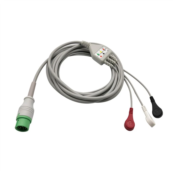 Comen 3 Lead 12 Pin ECG Integrated Cable With Snaps